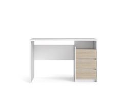 Mesa de escritorio DUBLIN 1 hueco y 3 cajones blanco y roble