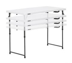 Mesa plegable ajustable en altura blanco LIFETIME 122 x 61 x 56-91 cm