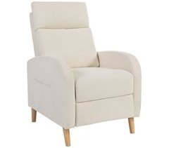 Sillón Relax Reclinable Lino Sintético, Madera de Caucho HOMCOM