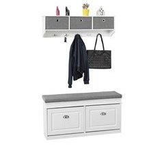 Mueble recibidor Banco Zapatero+Perchero FSR64-W+FRG282-W SoBuy