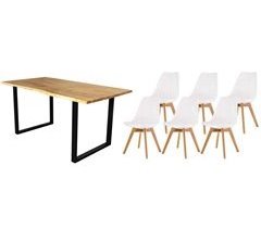 Pack Mesa de Comedor o Cocina Madera Maciza + 6 Sillas 160x85