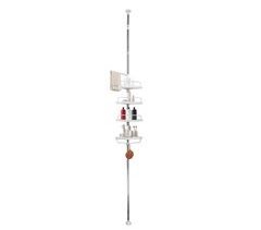 Estantería Telescópica Ducha Baño – 4 Estantes Ajustables con Ganchos