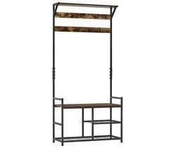 Perchero de Pie con Zapatero Melamina de Madera, Metal HOMCOM