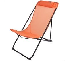 Silla tumbona plegable de jardín multiposición naranja con asa Aktive