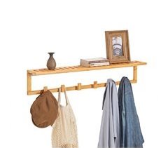 Perchero de Pared con Ganchos bambú FHK06-N SoBuy