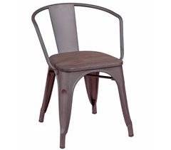 Silla industrial con reposabrazos y en madera - Bistro