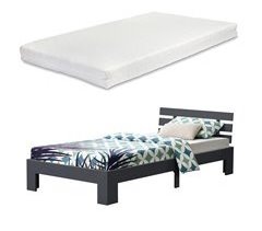 Cama Simple con Somier colchón Capacidad máx 150kg pino 94x204