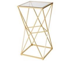 Mesa auxiliar de metal y cristal