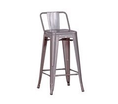 Taburete industrial metálico con respaldo bajo  - Bistro