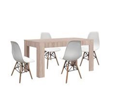 Mesa Extensible de Comedor o Cocina + 4 Sillas Estilo Nordico