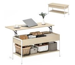 Mesa de Centro Melamina de Madera, Metal HOMCOM