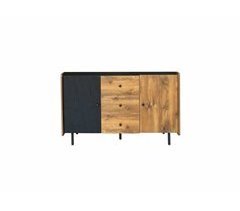 Aparador efecto madera y negro 2 puertas 3 cajones