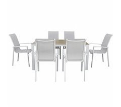 Set de jardín con mesa y 6 Sillas ANZIO color gris