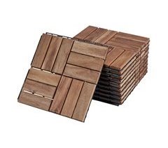 Set de 10 baldosas clic Alliste 12 láminas acacia/plástico