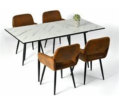 Conjunto de mesa extensible efecto mármol y 4 sillas