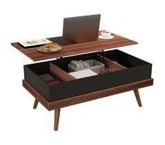 Mesa de Centro Melamina de Madera, Madera de Pino Marrón y Negro 100x79x54 cm