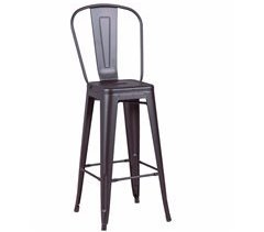 Taburete metálico en acero lacado con respaldo alto  - Bistro
