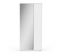 Armario zapatero blanco EBONY 2 puertas y 1 espejo