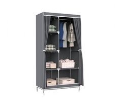 Armario Ropero de Tela Doble con Cortinas Correderas 7house