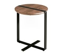 ANGEL CERDA Mesa rincón redonda nogal y acero