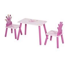 Juego de Mesa y 2 Sillas Infantiles MDF, Madera de Pino HOMCOM 55x34