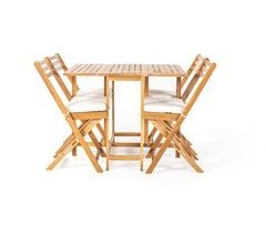 Set VIENA II mesa plegable con 4 sillas plegables color madera