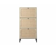 Zapatero de 3 puertas con efecto madera de ratán