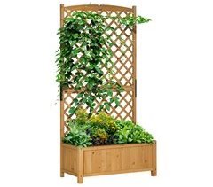 Jardinera con Enrejado Madera de Abeto Outsunny