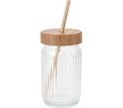 WELL HOME - Vaso de cristal con tapa de bambú