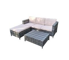 Set LANZAROTE II chaise longue con puff y mesa marrón