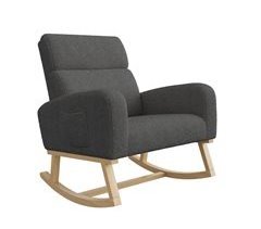 Sillón de balanceo con respaldo alto y reposabrazos gruesos