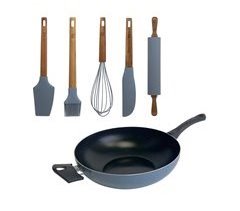 Wok en Aluminio prensado con 5 Utensilios NOIA San Ignacio