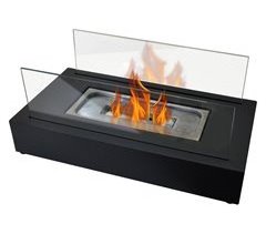 Chimenea de etanol de sobremesa con dos pantallas de cristal templado