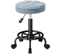 Taburete Giratorio Tejido de Borreguito, Metal HOMCOM