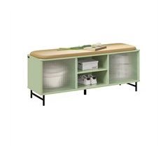 Banco Zapatero con Puertas Correderas de vidrio FSR115-GR SoBuy