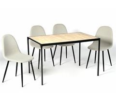 Conjunto de mesa y 4 sillas efecto madera