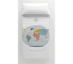 COLCHA BOUTI REVERSIBLE MAPA MUNDI