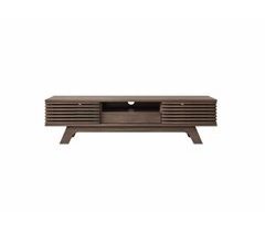 Mueble de TV vintage con efecto madera retro, 2 cajones y puertas.