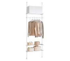 Perchero Extensible con 1 Barras y 3 baldas KLS07-W SoBuy