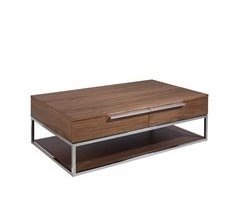 Mesa centro rectangular nogal y acero cromado