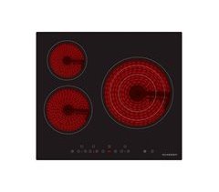 Placa Vitrocerámica 3 zonas, 60cm, 5700w, Negra. SCHNEIDER SCCH603TSE1 Version 2023