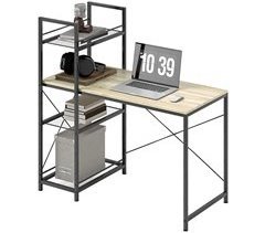 Escritorio con Estantería Melamina de Madera, Acero HOMCOM