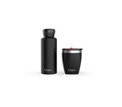 Botella de acero inoxidable + taza, Set Oficina Triple Capa by Cloen, Negro