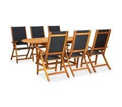 Set de comedor de jardín 7 piezas madera maciza de acacia