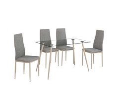 Mesa Cristal + 4 Sillas Comedor Salón Nórdico