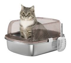 Arenero para Gatos Acero Inoxidable, ABS PawHut
