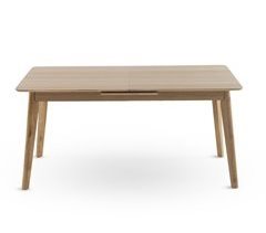 Mesa extensible patasde hevea con sobre chapado en roble