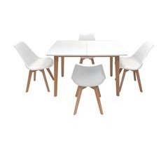 Mesa extensible Helga 120, 4 sillas Nora