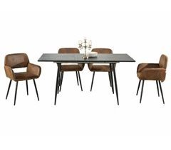 Conjunto de mesa extensible efecto madera y 4 sillas