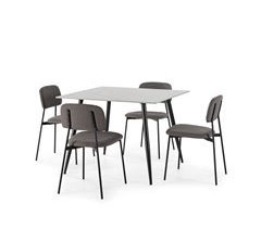 Set de 1 mesa y 4 sillas cerámica y gris SQUARE